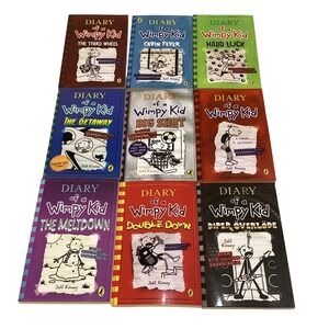 Diary of a Wimpy Kid Jeff Kinney 9 Book Lot Paperback Kids Middle School Fiction